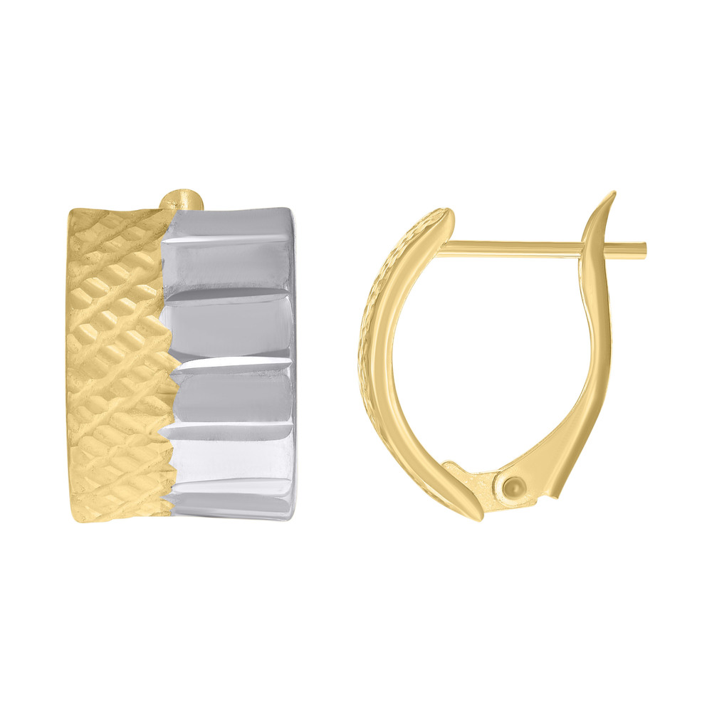 10kt 10k Two-tone Gold Womens Diamond-Cut Fashion Latch Back Earrings